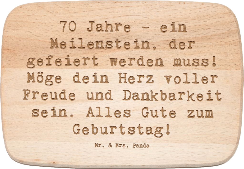 Mr. & Mrs. Panda Holz Schneidbrett Spruch 70. Geburtstag Meilenstein - Transparent - Geschenk, Happy Birthday, Frühstücksbrett, besonderer Tag, F...