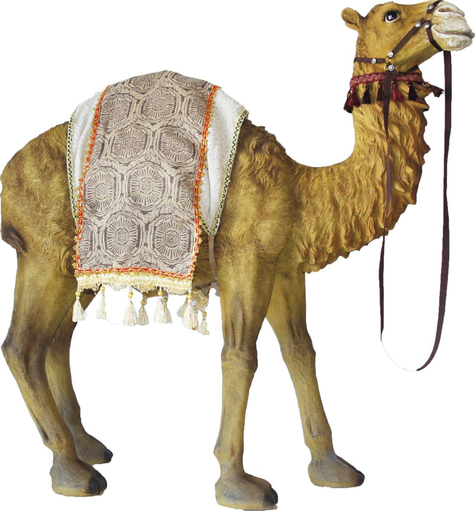 FADEDA Kamel mit Decke / Höhe:91 cm / handbemalt / detailgetreue Krippen Figuren - Weihnachten Tisch Dekoration Krippe Zubehör