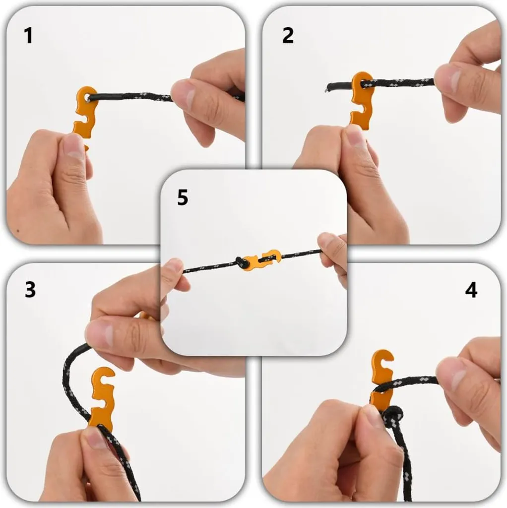 Corde de Tente 4m Réfléchissante 4mm avec Tendeur Alu pour Camping 8x