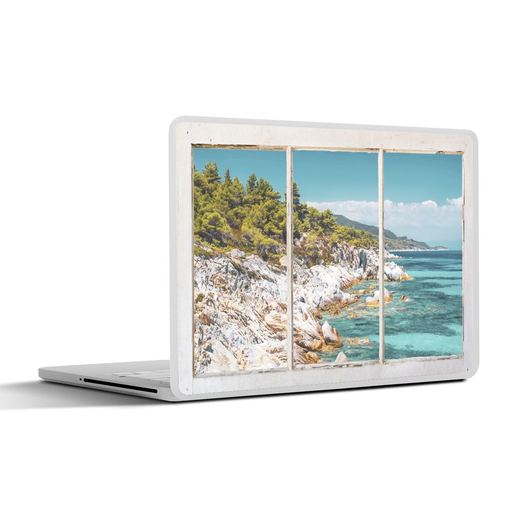 MuchoWow Laptop Aufkleber Sticker Cover Aussicht - Meer - Strand 30x21 cm - Sticker für Laptop - Selbstklebend