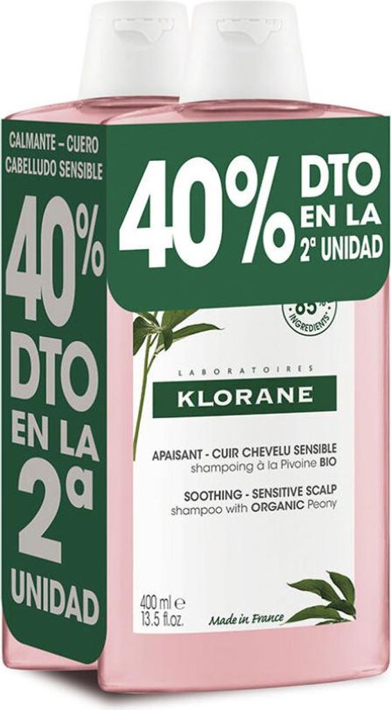 Klorane Duplo Peony Shampoo 2x400ml