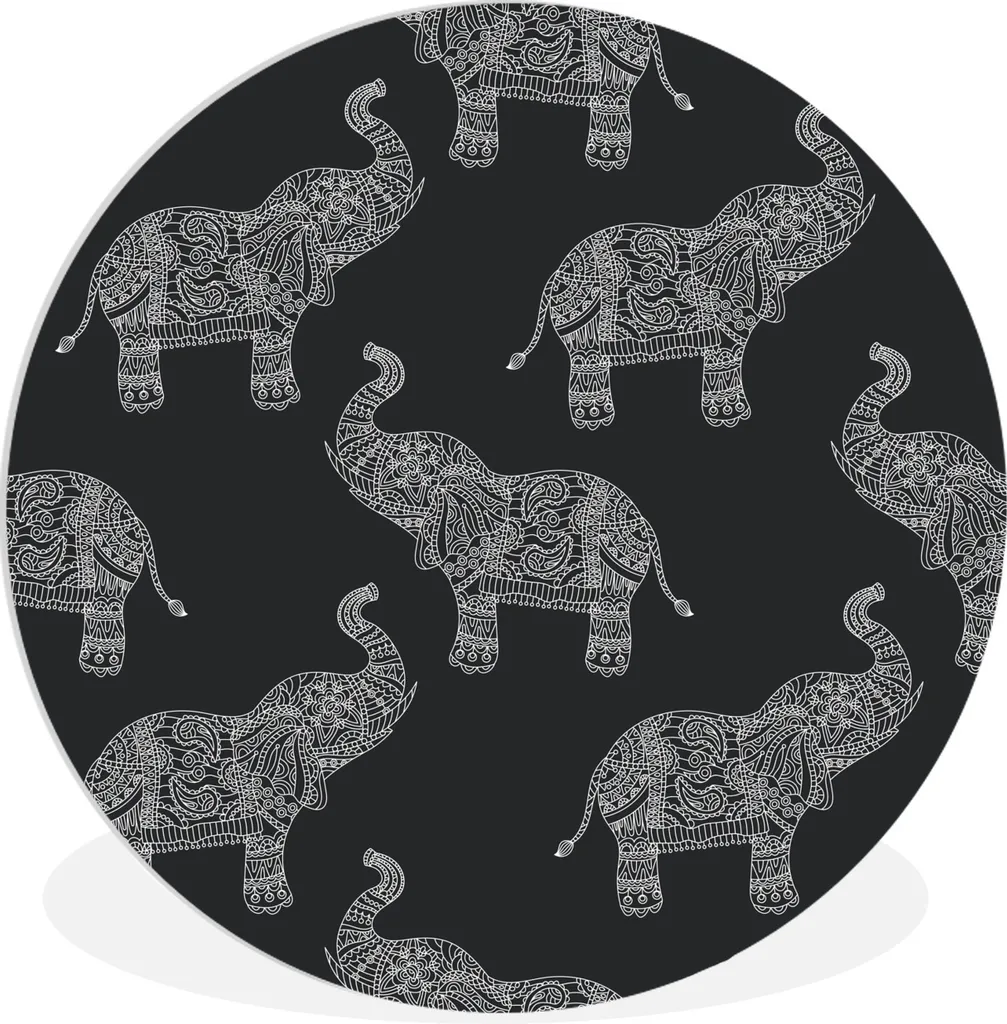 Tableau mural rond éléphant tribal Ø 150 cm en plastique Forex Art-disc