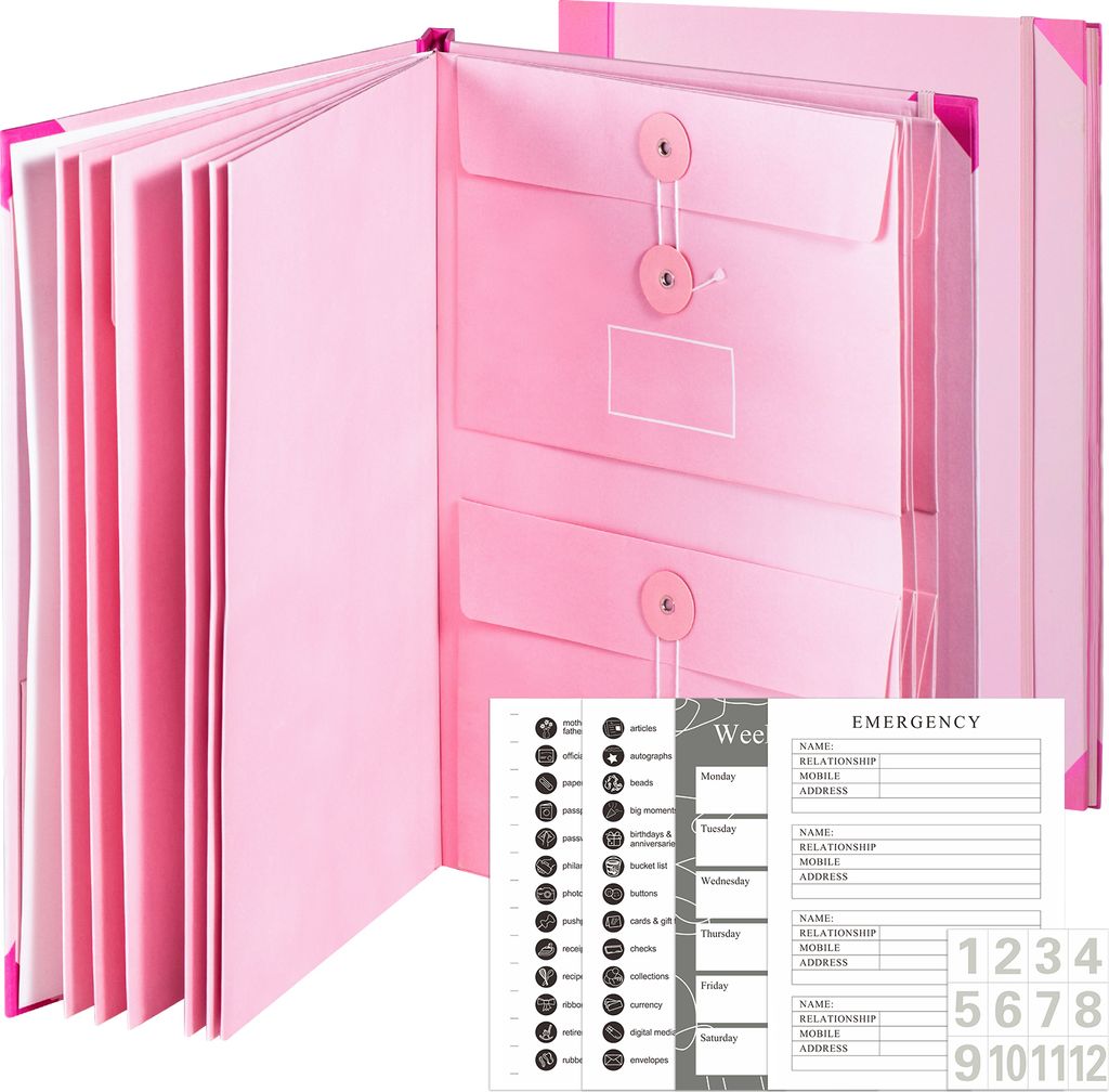 Dokumenten-Organizer-Folio mit 12 Taschen, Umschlaegen fuer den Fall, dass ich einen Ordner verliere, wichtiger Datei-Organizer mit Etiketten und A...