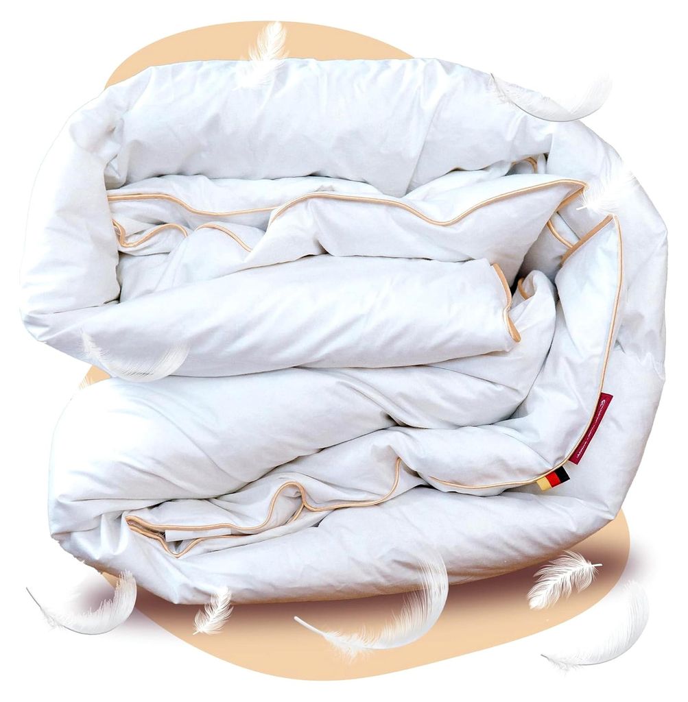 Federbettdecke 135 x 200 cm - Daunendecke für den Winter - extra warme Winterdecke mit Federn und Daunen - Kassettendecke für den Winter