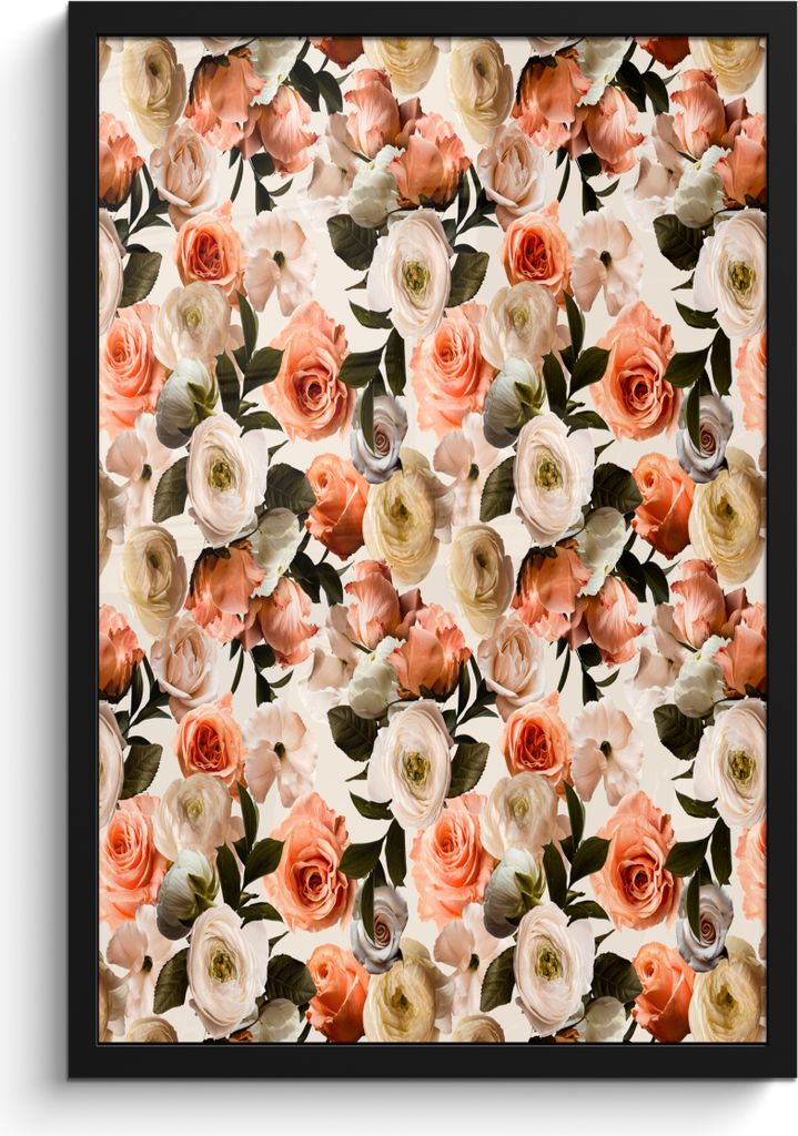 MuchoWow MuchoWow Gerahmtes Poster Blumen - Rosen - Farben 40x60 cm - Poster mit zchwarzem Bilderrahmen - Papierdruck - Wandbilder
