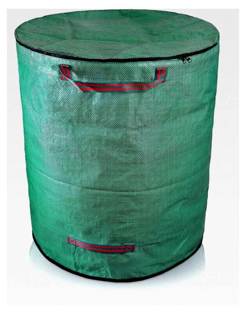Gartensack mit Deckel - 272L Gartenabfallsack mit verstärktem Boden und Kantenschutz - Selbststehender und faltbarer Laubsack mit 4 stabilen Griff...