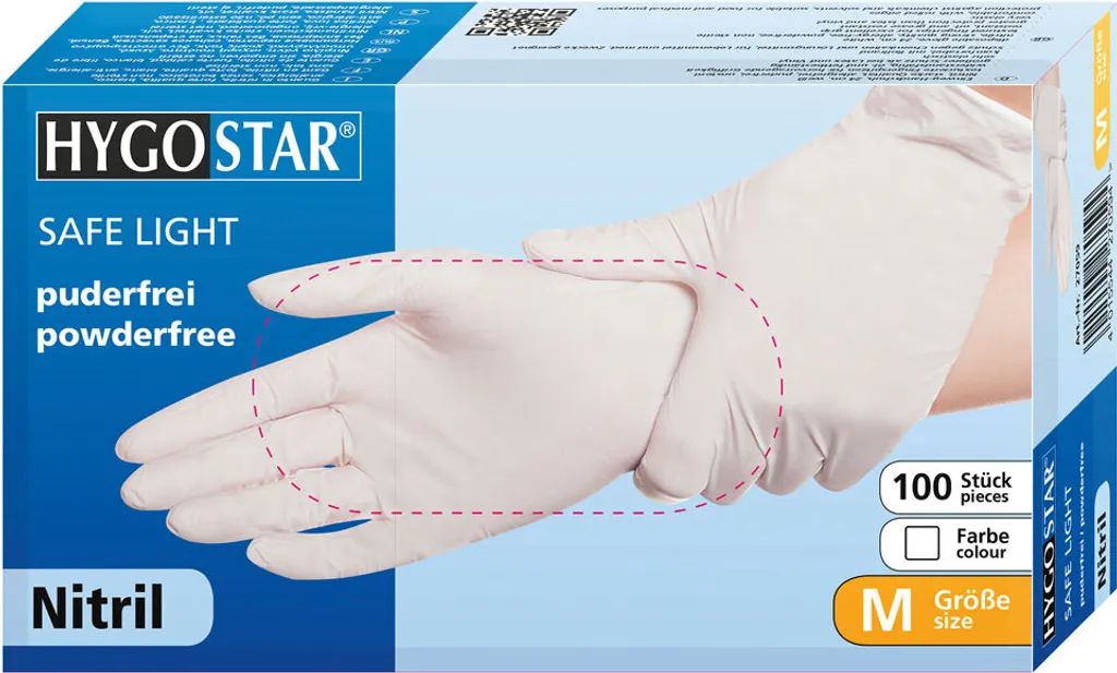 Gants de protection en nitrile blanc SAFE LIGHT sans poudre en M