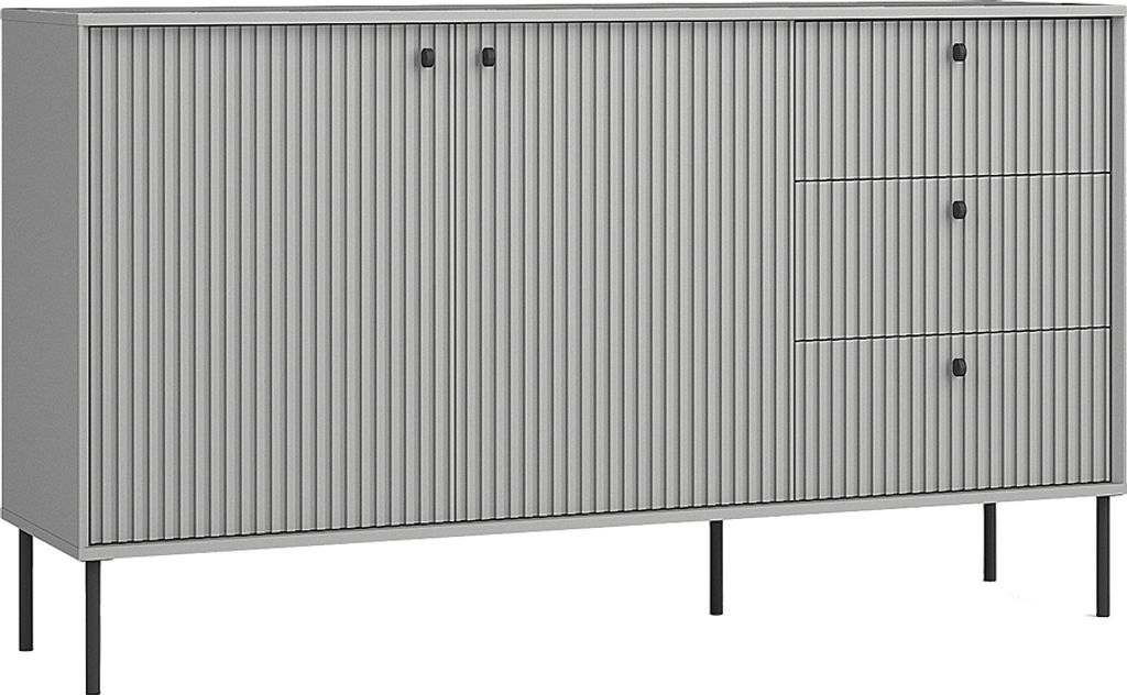 Sideboard 156cm in grau mit gerillter Front IPSWICH-166