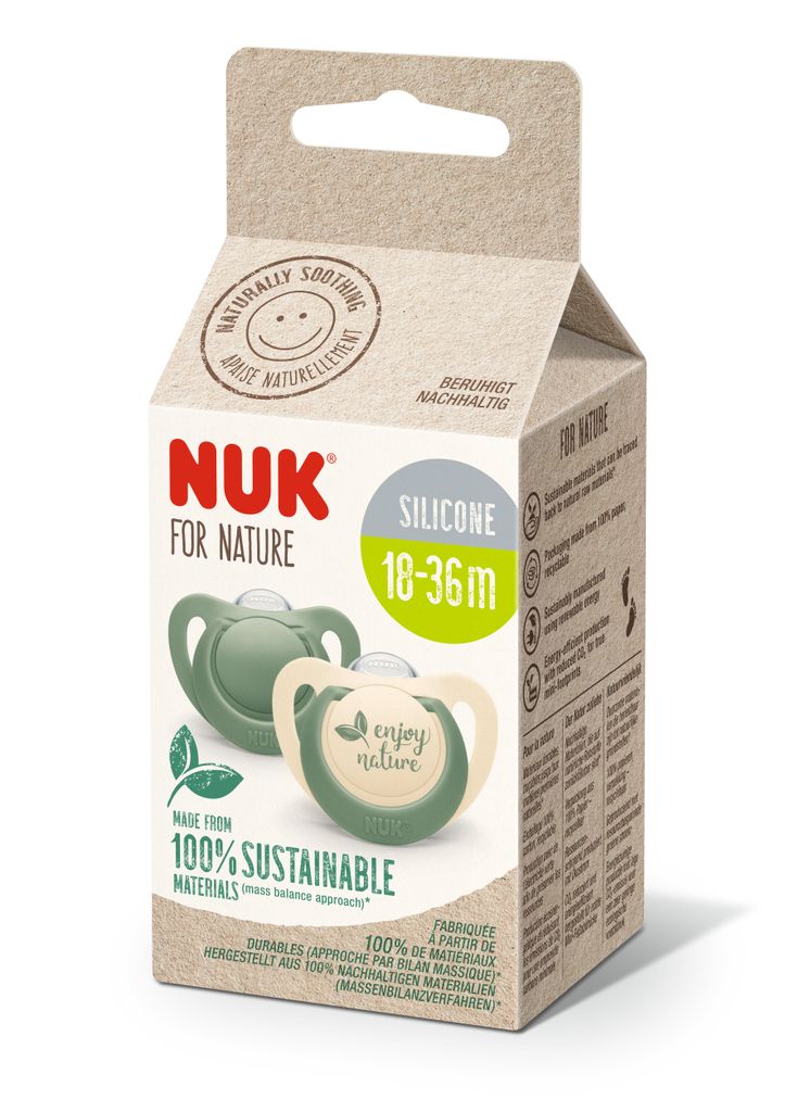 Nuk For Nature Silicone Soother Green 18 to 36m x2 Produktbild 