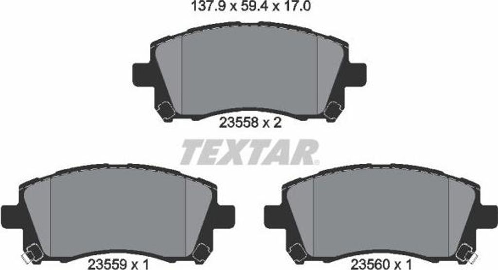 TEXTAR 2355802 Bremsbelagsatz, Scheibenbremse OE MN102134 kompatibel mit Grandis