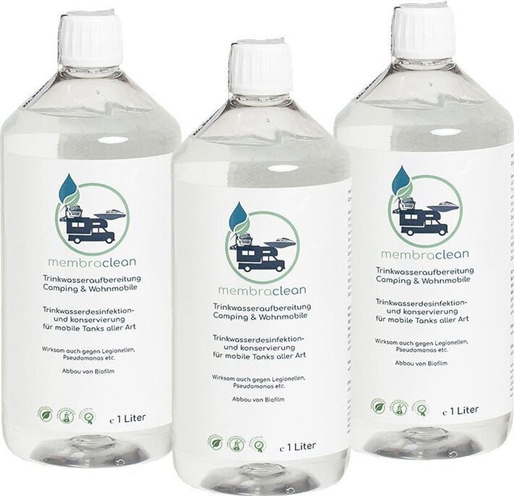 3x 1 Liter membraclean Trinkwasseraufbereitung Camping & Produktbild 