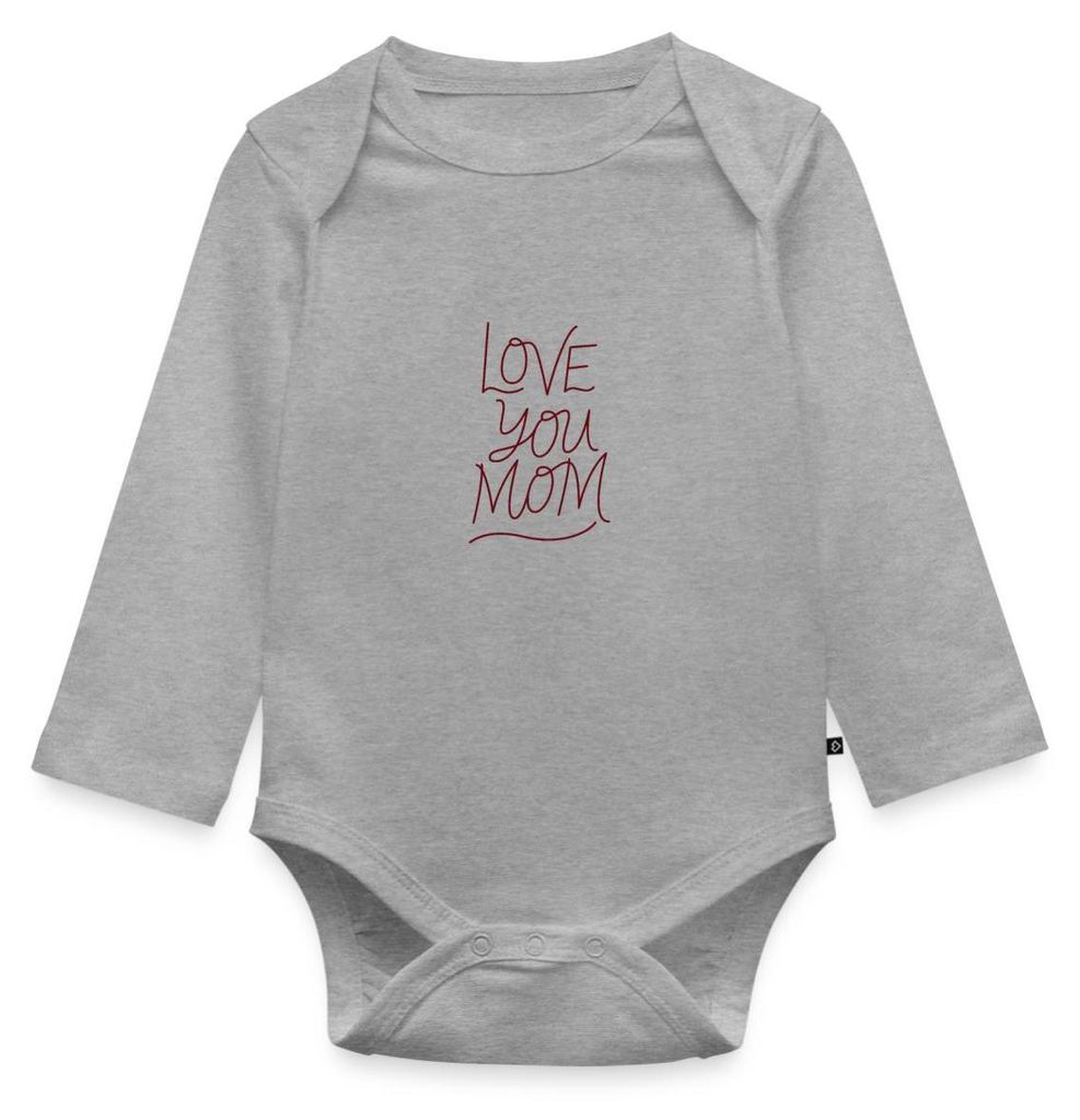 Spreadshirt Geschenk Mom | Love You Mom Tages Baby Body Langarm, 86 (12-18 M.), Grau meliert