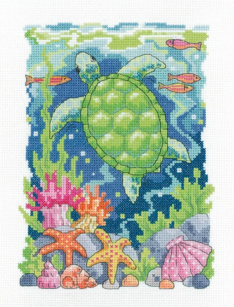 Kit Point de Croix Tortue Heritage Aida KCTR1630-A - Modèle 15x20,5 cm