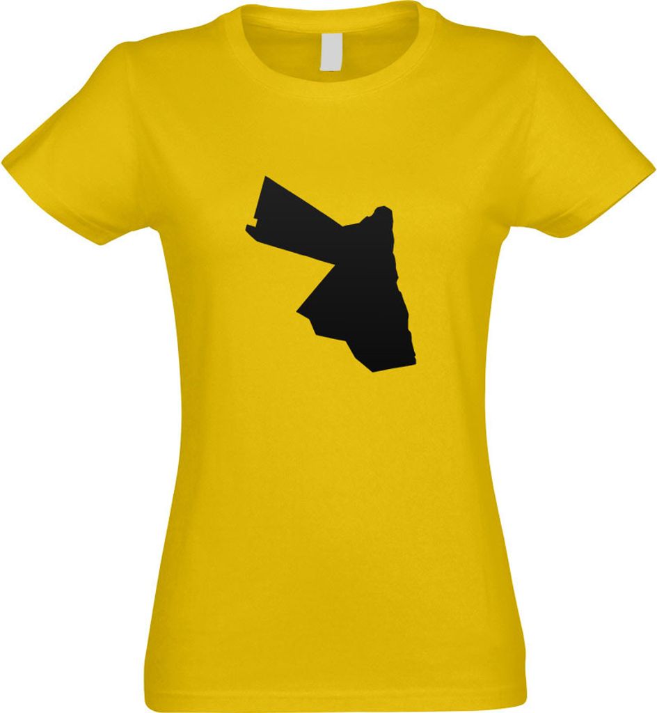 Kiwistar - T-Shirt tailliert - Damen - gelb - Jordanien Umriss Kontur - mit Motiv Bedruckt - Funshirt Design - Sport - Freizeit - Damen - S