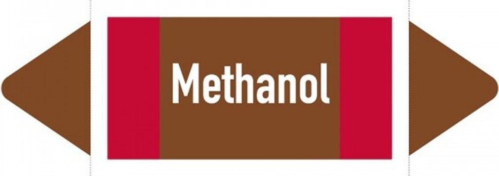 Aufkleber I Rohrleitungsetikett Methanol, DIN 2403, braun/weiß/rot, ab Ø 90mm...