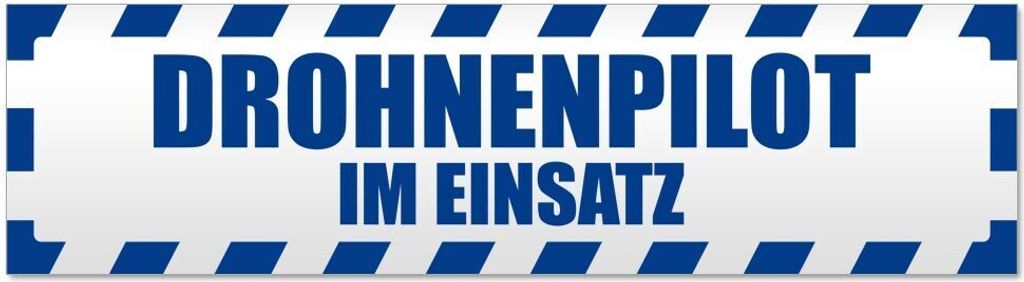 Kiwistar - Autoaufkleber - Verkehrsblau - 30 x 8 cm - Drohnenpilot Einsatz gestreift - Hinweis Aufkleber Sticker für Auto, Kfz, Fahrrad, PKW, LKW