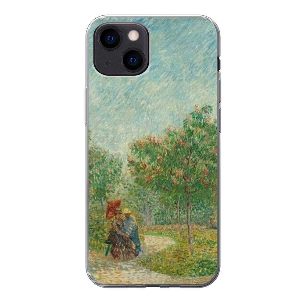 MuchoWow Handyhülle Schutzhülle Hülle für iPhone 13 mini Garten mit Liebenden - Vincent van Gogh Silikon Softcase Handy Hülle - Softcase