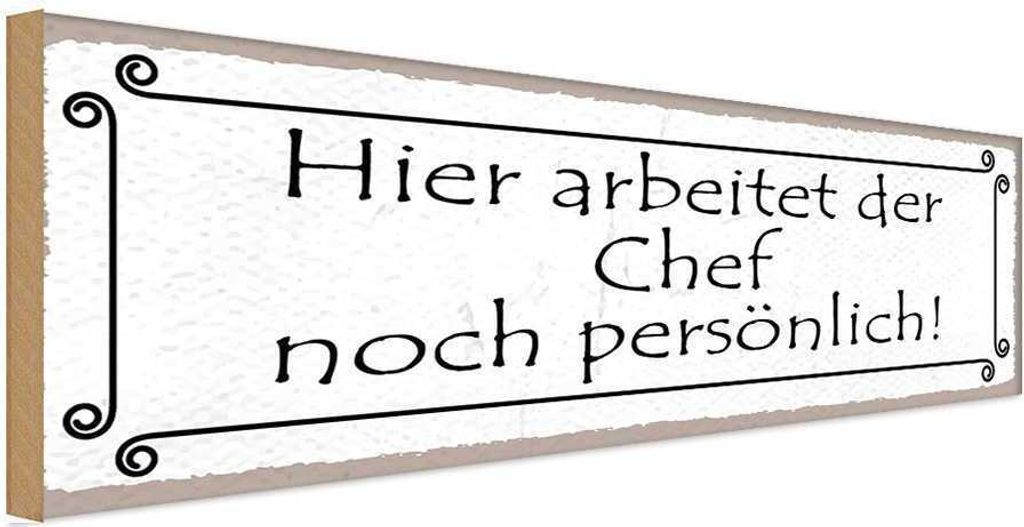 vianmo Holzschild 10x27 cm hier arbeitet Chef persönlich Beruf Arbeit