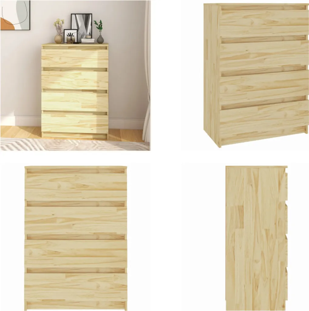 vidaXL Mobile laterale 60x36x84 cm in pino massiccio - Credenza - Credenze - Mobile laterale - Mobili laterali