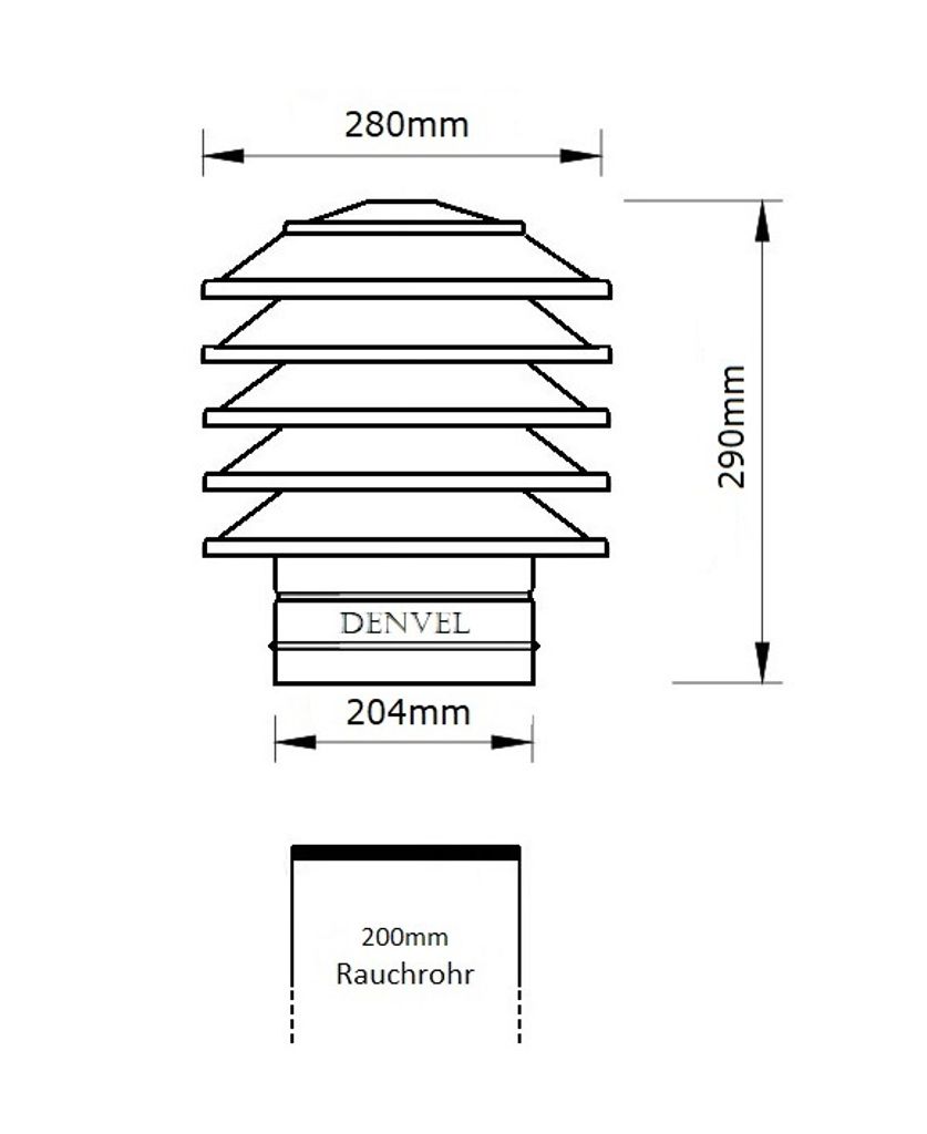 200mm Lamellenaufsatz Edelstahl Schornsteinabdeckung Produktbild 2