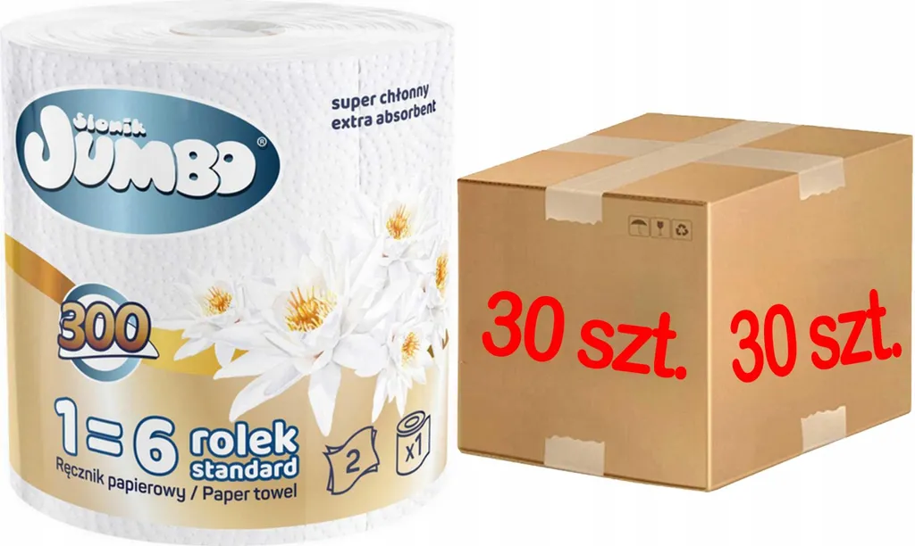 Essuie-tout Anti-Gaspillage Jumbo 300 Feuilles 2 Plis - Pack de 30