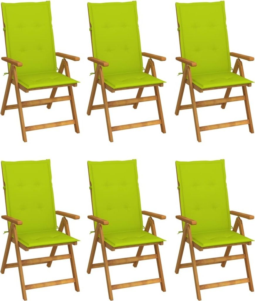Klappbare Gartenstühle 6 Stk. mit Auflagen Massivholz Akazie