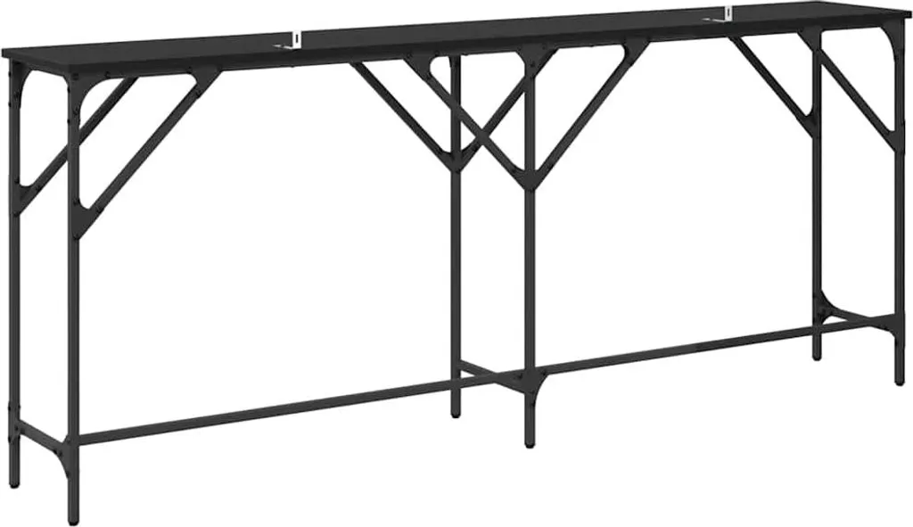 Consolle Ingresso Lunga 180 cm - Stile Industrial Nero e Rovere - 7
