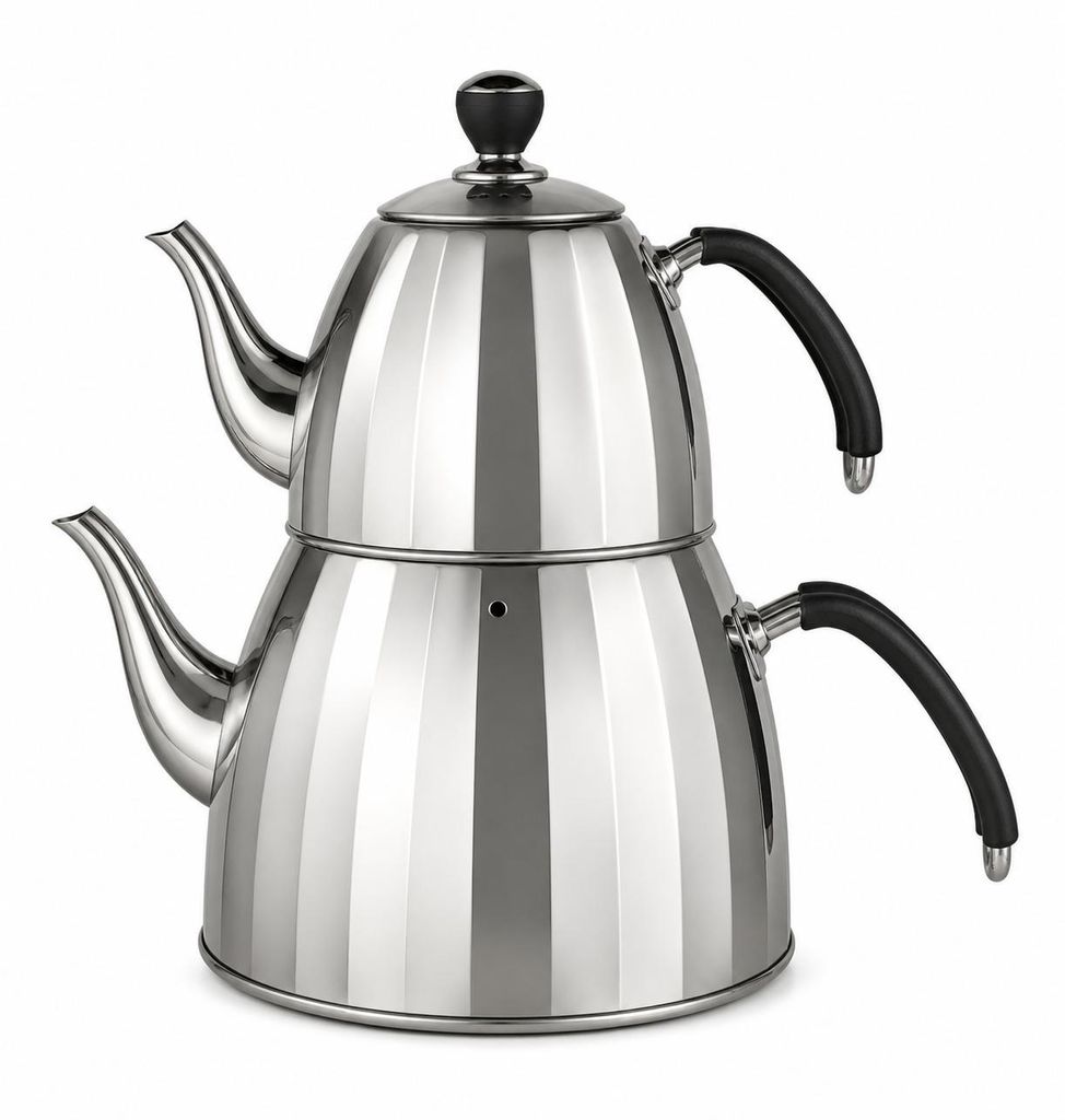 Teekannen Set Edelstahl Induktion 1,0L + 2,5L Türkischer Produktbild 