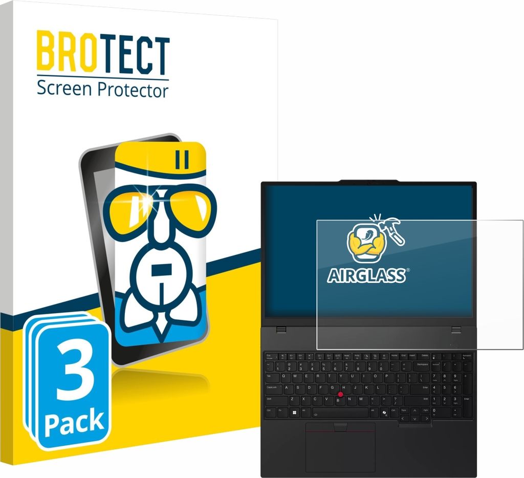 3x BROTECT Schutzglas für Lenovo ThinkPad T16 Gen 4 Schutzfolie Panzer Folie Glas Display Schutz klar