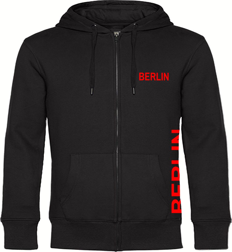 multifanshop Kapuzen Sweatshirt Jacke - Berlin rot - Brust & Seite, schwarz, Größe XXL