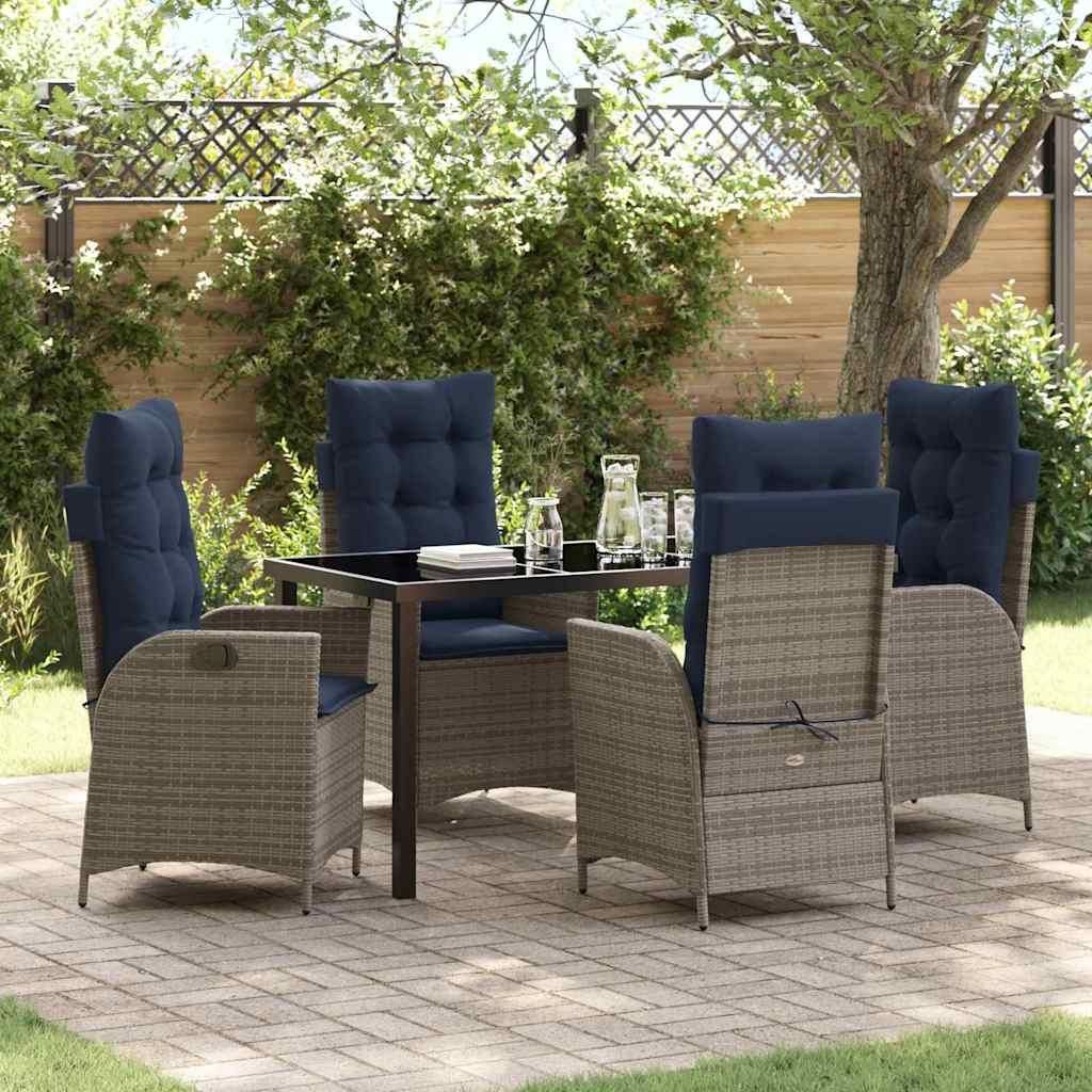 Maison Exclusive - Garten Essgruppe mit Kissen 5 pcs Grau und Schwarz Rattan