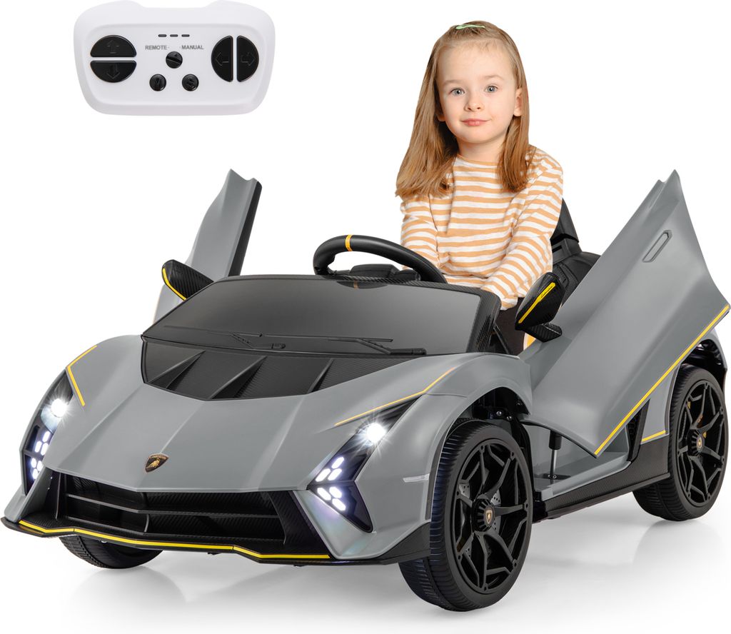 DREAMADE Lamborghini Lizenziertes 12 V Elektroauto für Kinder, Sportwagen mit Fernbedienung, 3 Geschwindigkeiten, Soundsystem & Stoßfeste Räder,...