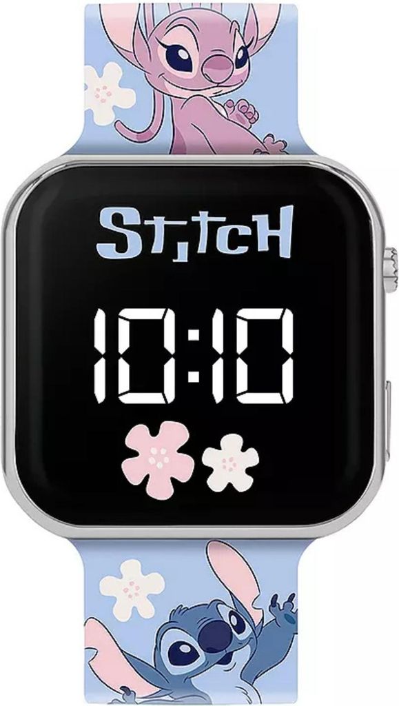 A digital watch with Stitch and Angel characters from Disney's Lilo & Stitch.