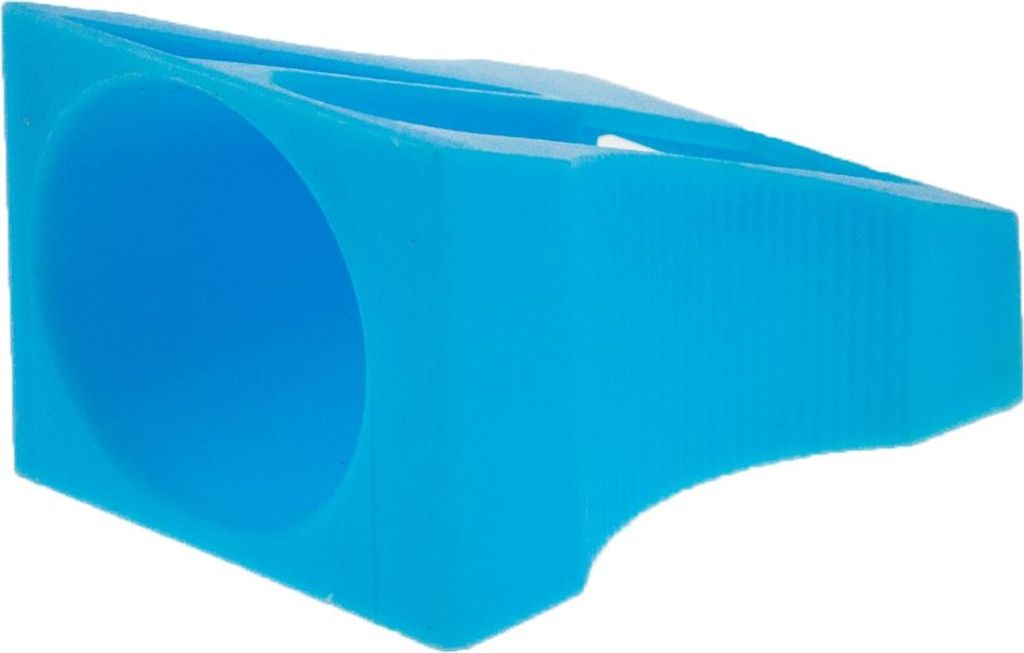 A blue plastic vegetable decorer/picker/hobel.