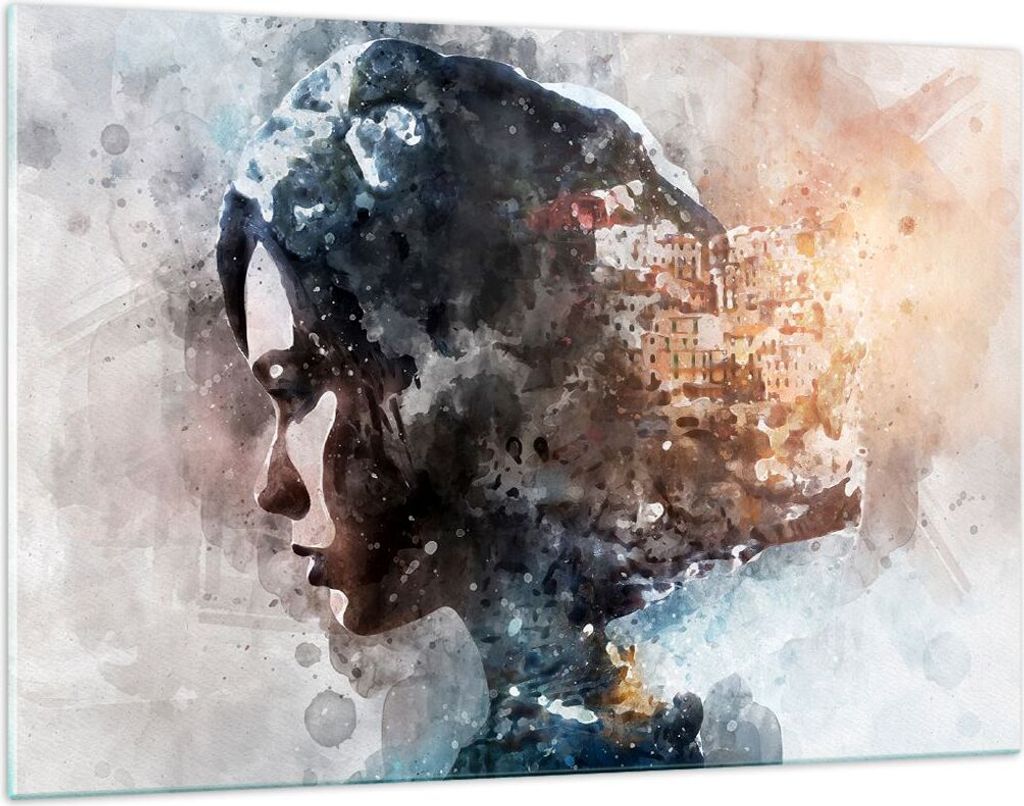 Bilder auf glas - Frau Abstraktion - 120x80cm - Glasbilder Produktbild 