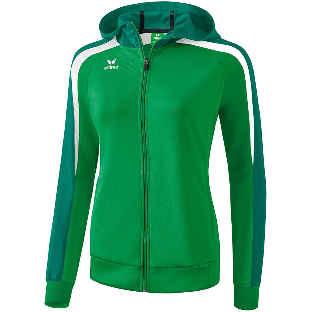 Erima Fußball Liga 2.0 Trainingsjacke mit Kapuze Fußballjacke Damen grün weiß Gr 38
