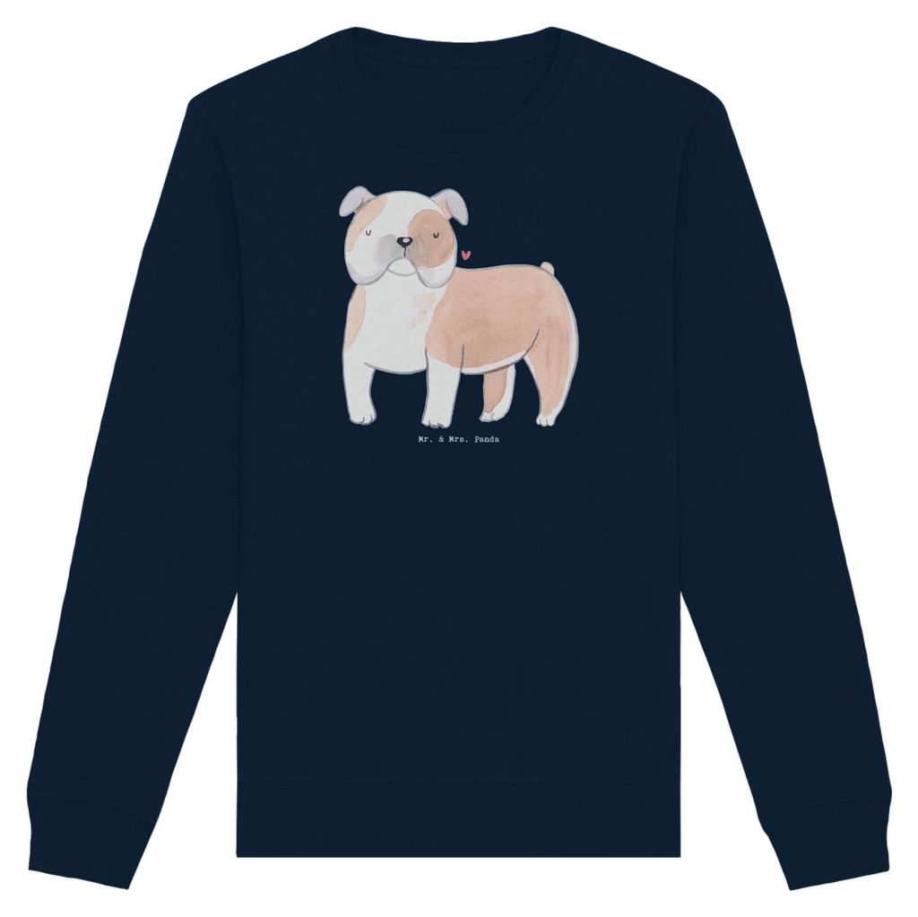 Mr. & Mrs. Panda Nachhaltiger Pullover Englische Bulldogge Moment Größe S - French Navy - Geschenk, Pulli, Bio Baumwoll, English Bulldog, Sweater...