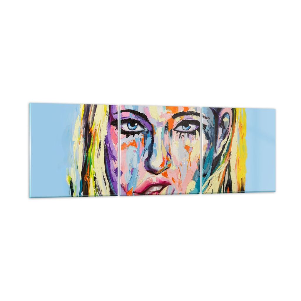 Bilder auf glas - Öl Malerei Porträt Frau - 90x30cm - Glasbilder - Wandbilder - Kunstdruck - zum Aufhängen bereit - Wanddekoration aus Glas - Gl...