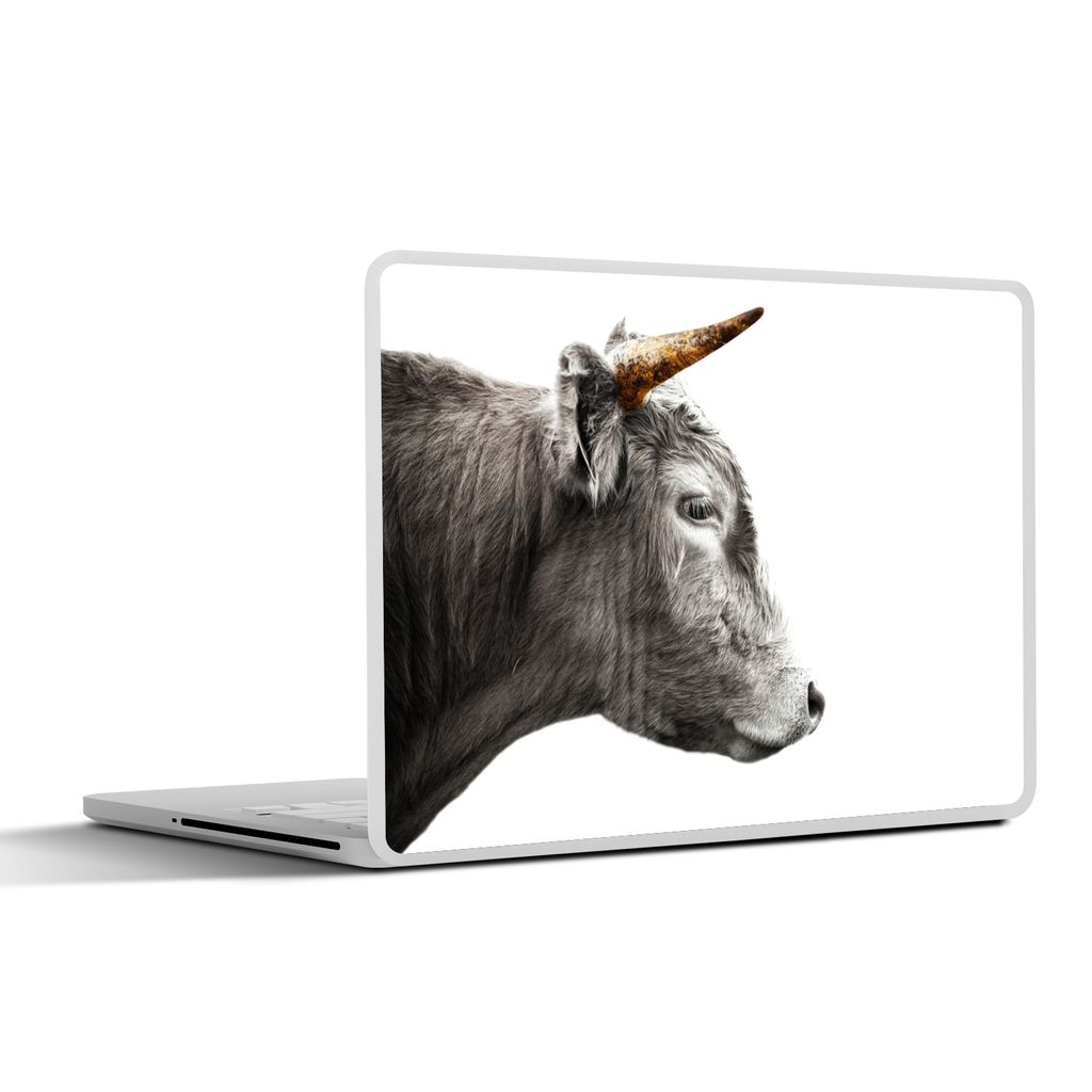 MuchoWow Laptop Aufkleber Sticker Cover Schottischer Highlander - Horn - Gold 31x22.5 cm - Laptop-Deko