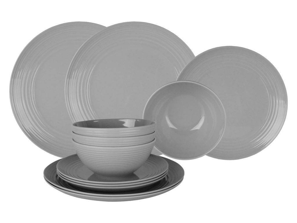 Melamin Campinggeschirr Set [Seramika Cool grey] für 4 Produktbild 