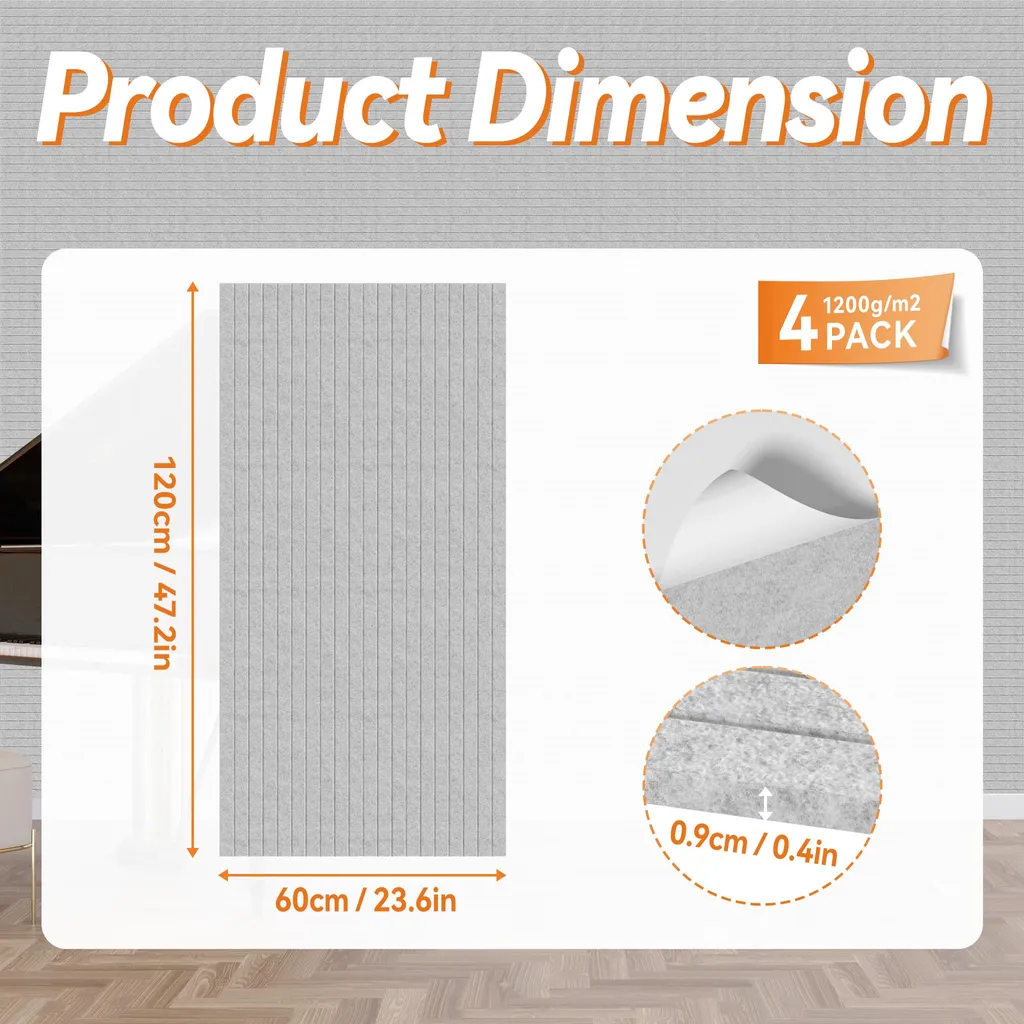 Kit Acoustique Studio et Home Gaming 120x60cm Panneaux Gris 4 Pièces - 2