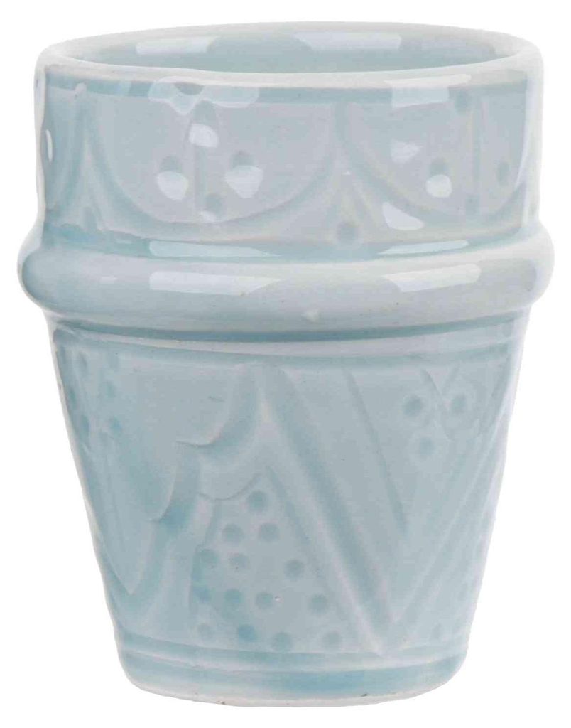 NKlaus Espressobecher Hellblau 100 ml Keramik Tonbecher mit feinem Relief