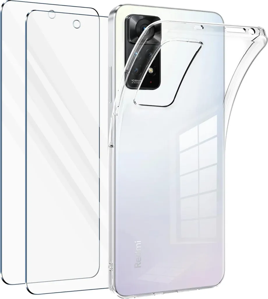 Offerta 2x Vetro + Cover per Xiaomi Redmi Note 11T 5G Trasparente