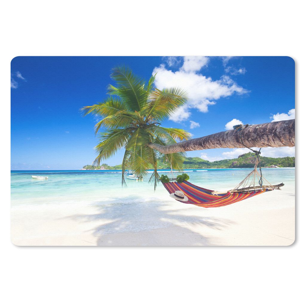 MuchoWow Mauspad Mousepad Strand - Hängematte - Meer - Palme 27x18 cm - Mousepads - Maus Mat - Pad - Mausunterlage - Büroartikel - Desk Matten