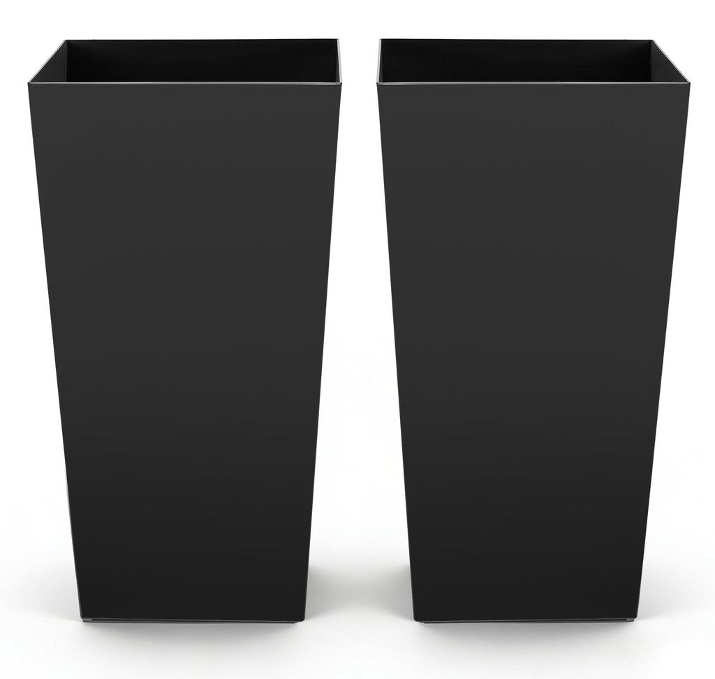 Pflanzkübel Blumenkübel - 2er-Set - 39 x 39 x 75 cm - Quadratisch - Mit Innentopf - Drainagelöcher - Aus PP-Kunststoff - Für Innen & Außen - S...