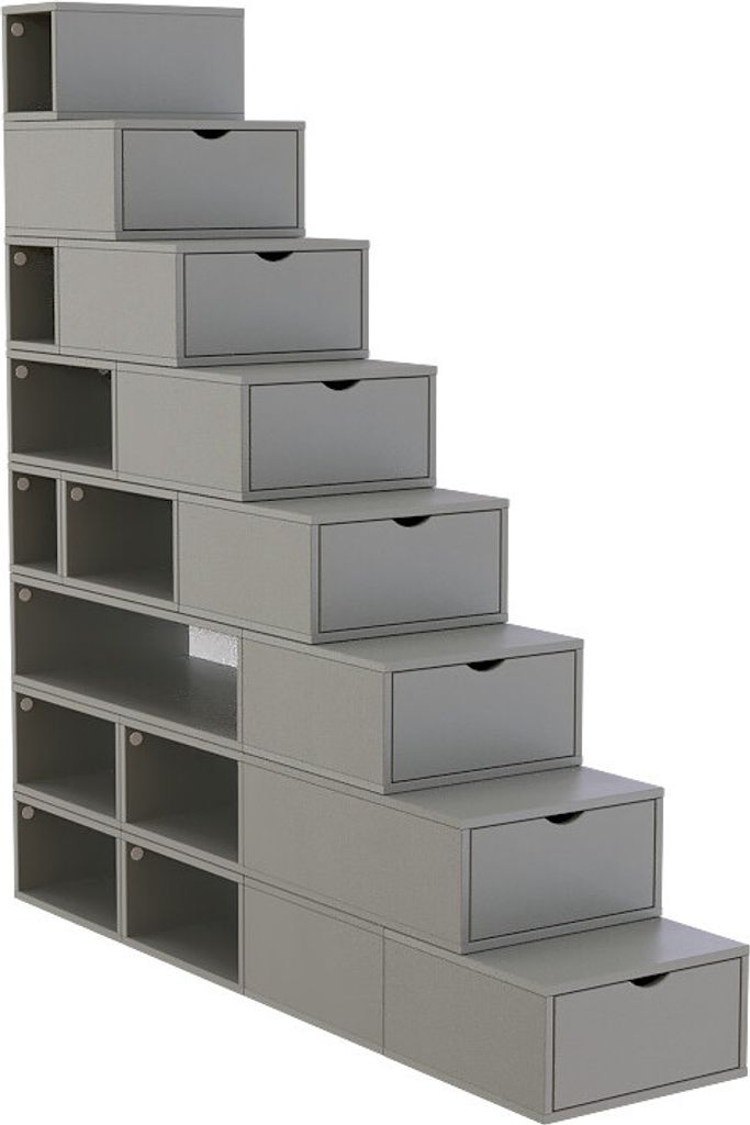 Treppenregal 200 cm - Grau