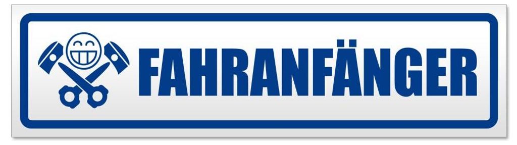 Kiwistar - Autoaufkleber - Verkehrsblau - 45 x 12 cm - Fahranfänger Kolbenschädel - Hinweis Aufkleber Sticker für Auto, Kfz, Fahrrad, PKW, LKW