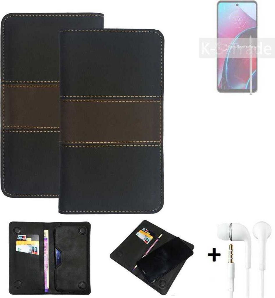 K-S-Trade Handyhülle + Kopfhörer kompatibel mit Motorola Moto G Stylus (2022) Schutzhülle Walletcase Bookstyle Tasche Schutz Case Hülle Wallet
