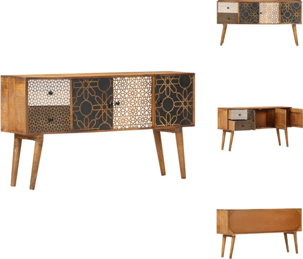 Meuble de rangement 130x30x70 cm en bois massif pour entrée ou séjour