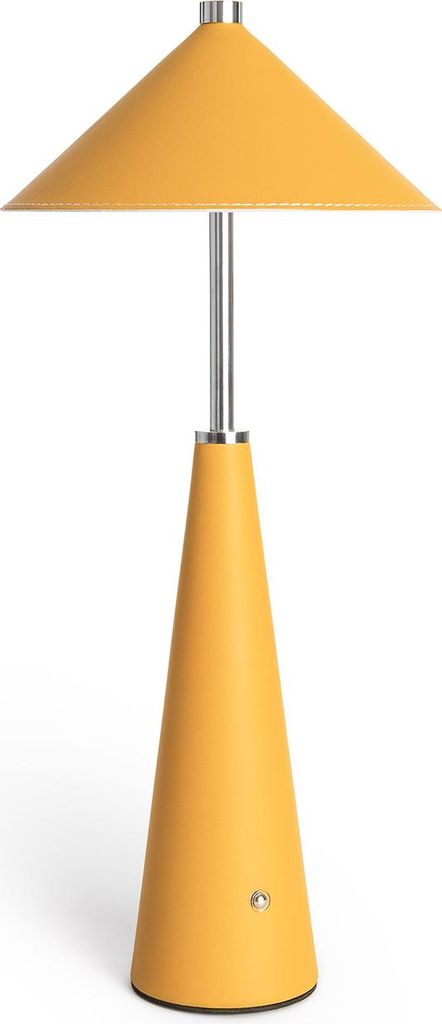 LED Tischlampe Tragbar Leder und Metall mit wiederaufladbarem USB Akku Tyu Tule Gelb